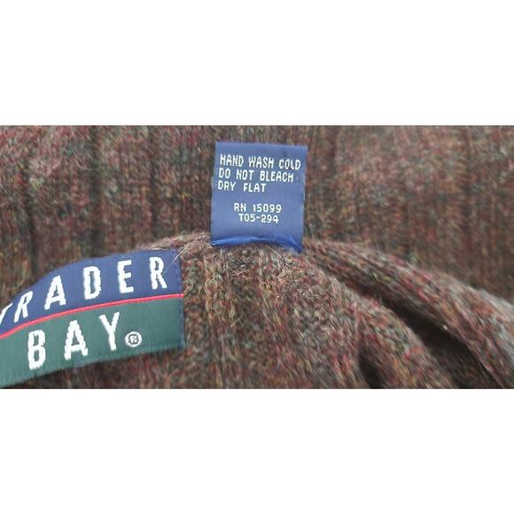 Traders Bay VTG 90's 100% Wool Brown and Gray Cable Knit Button Down Vest Men XL - Picture 9 of 9